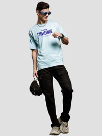 ADRO Men Typography Printed V-Neck Extended Sleeves Pockets T-shirt