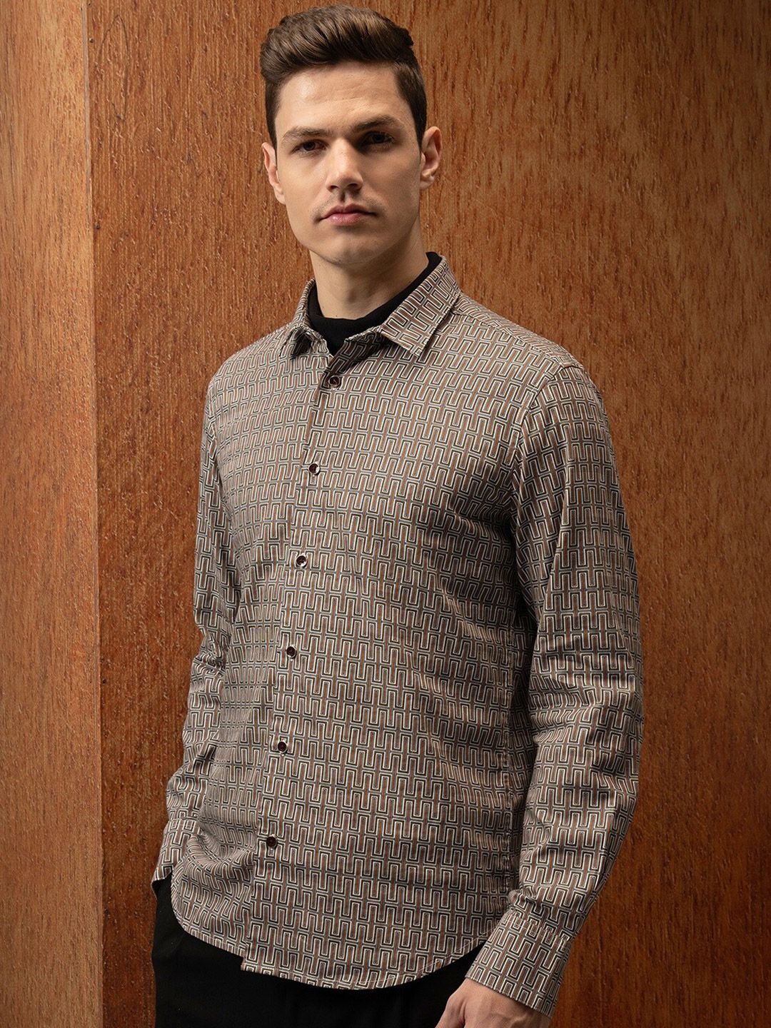 LOCOMOTIVE Satin Abstract Printed Party Shirt