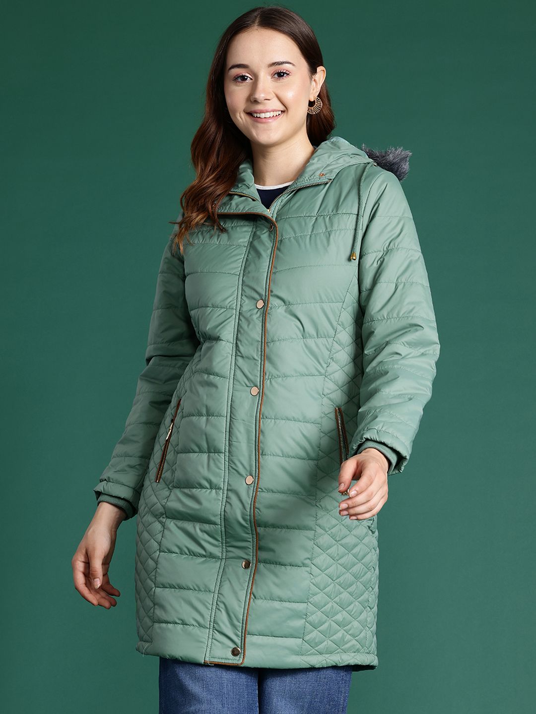 DressBerry Longline Hooded Quilted Parka Jacket
