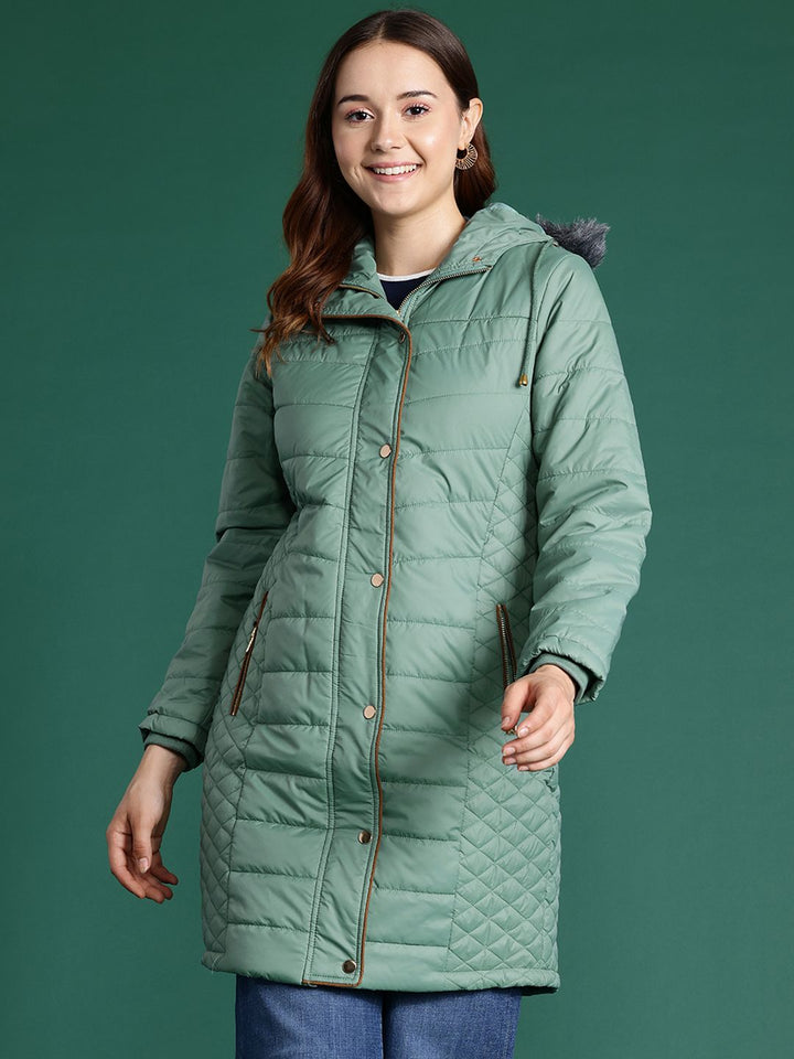 DressBerry Longline Hooded Quilted Parka Jacket