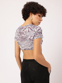 DressBerry Net-Worthy Abstract Print Crop Top