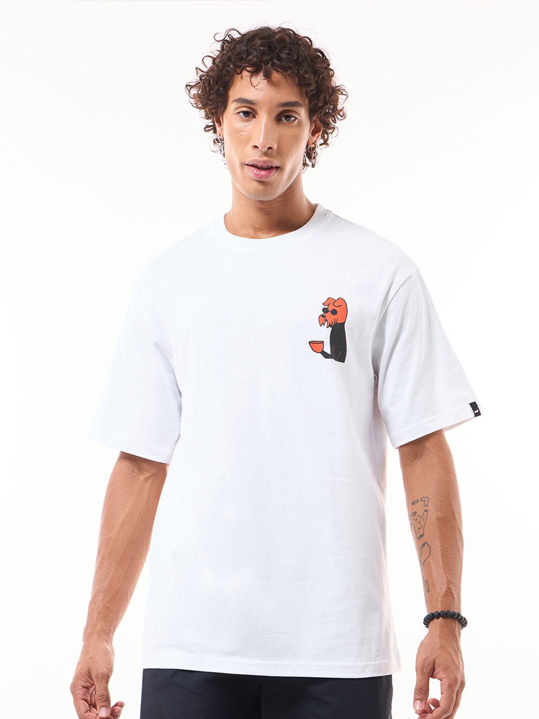 Bewakoof Graphic Printed Round Neck Pure Cotton Oversized T-shirt