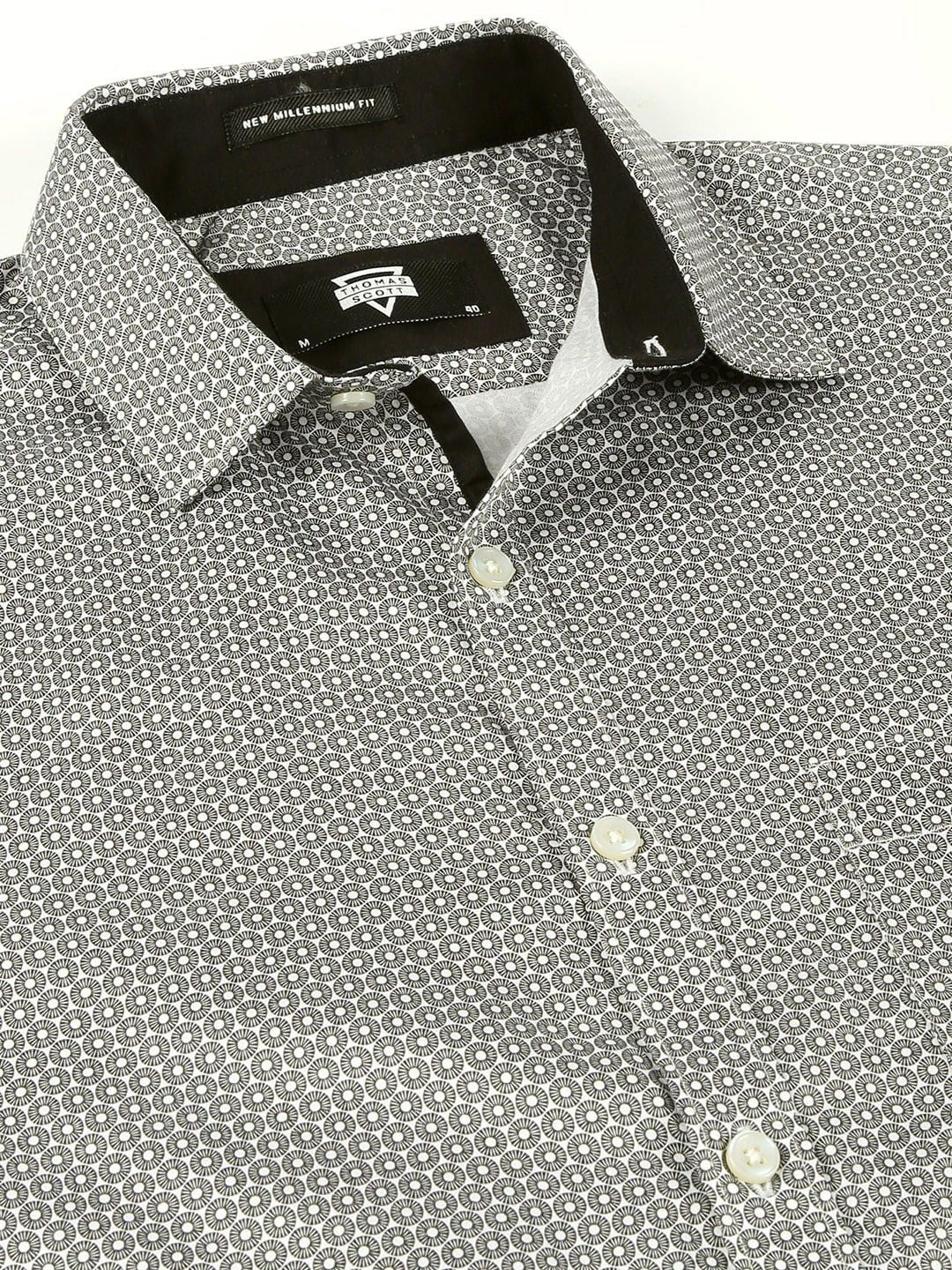 Thomas Scott Classic Slim Fit Micro Ditsy Printed Cotton Formal Shirt