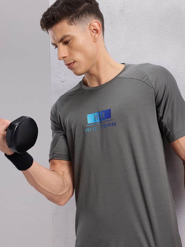 HRX oleh Hrithik Roshan Logo Jenama Cetak T-Shirt Latihan Rapid-Dry