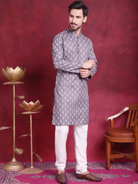 Jompers Geometric Embroidered Pure Cotton Chikankari Kurta