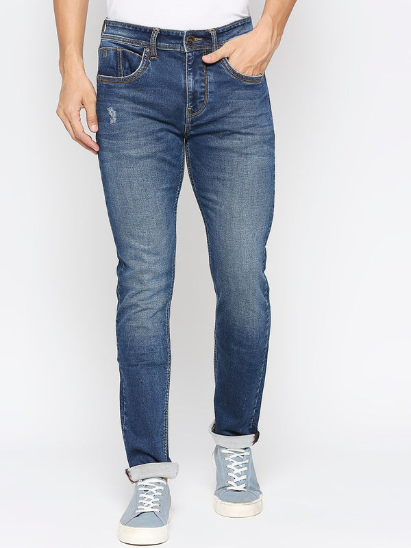 Being Human Men Low Distress Light Fade Slim Fit Jeans