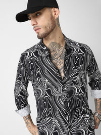 VASTRADO Men Classic Slim Fit Opaque Printed Casual Shirt
