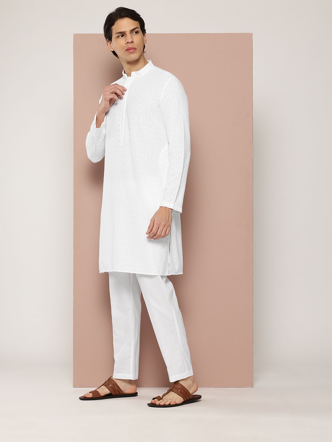 See Designs Men Embroidered Chikankari Kurta with Pyjamas