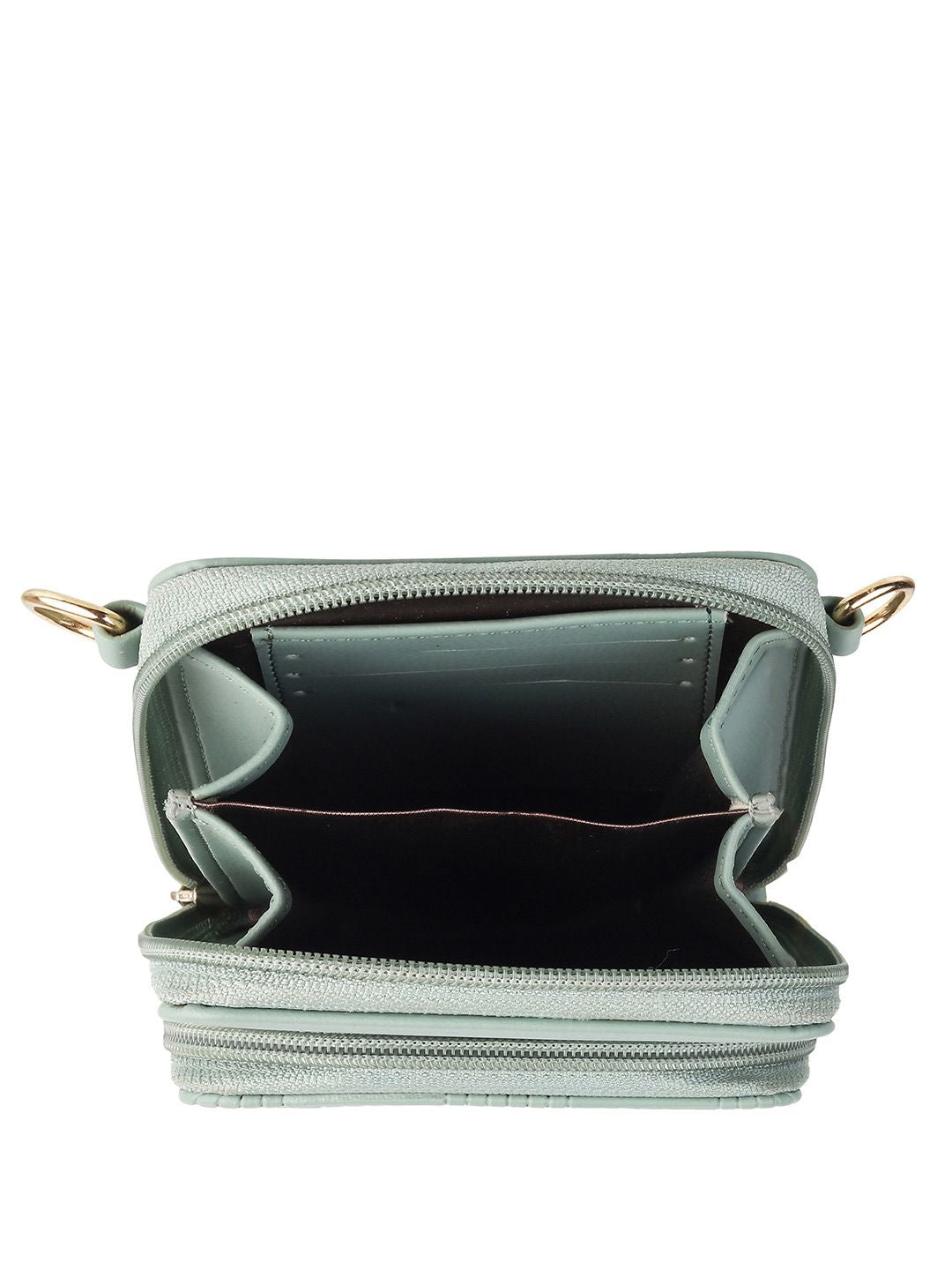 Mochi Women Green & Gold-Toned Geometric Zip Around Wallet