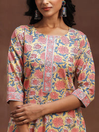 Libas Printed Regular Gotta Patti Pure Cotton Straight Kurta with Trousers & Dupatta