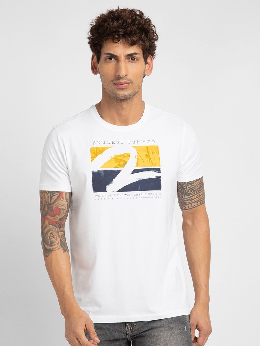 SPYKAR Men Typography Printed Slim Fit T-shirt