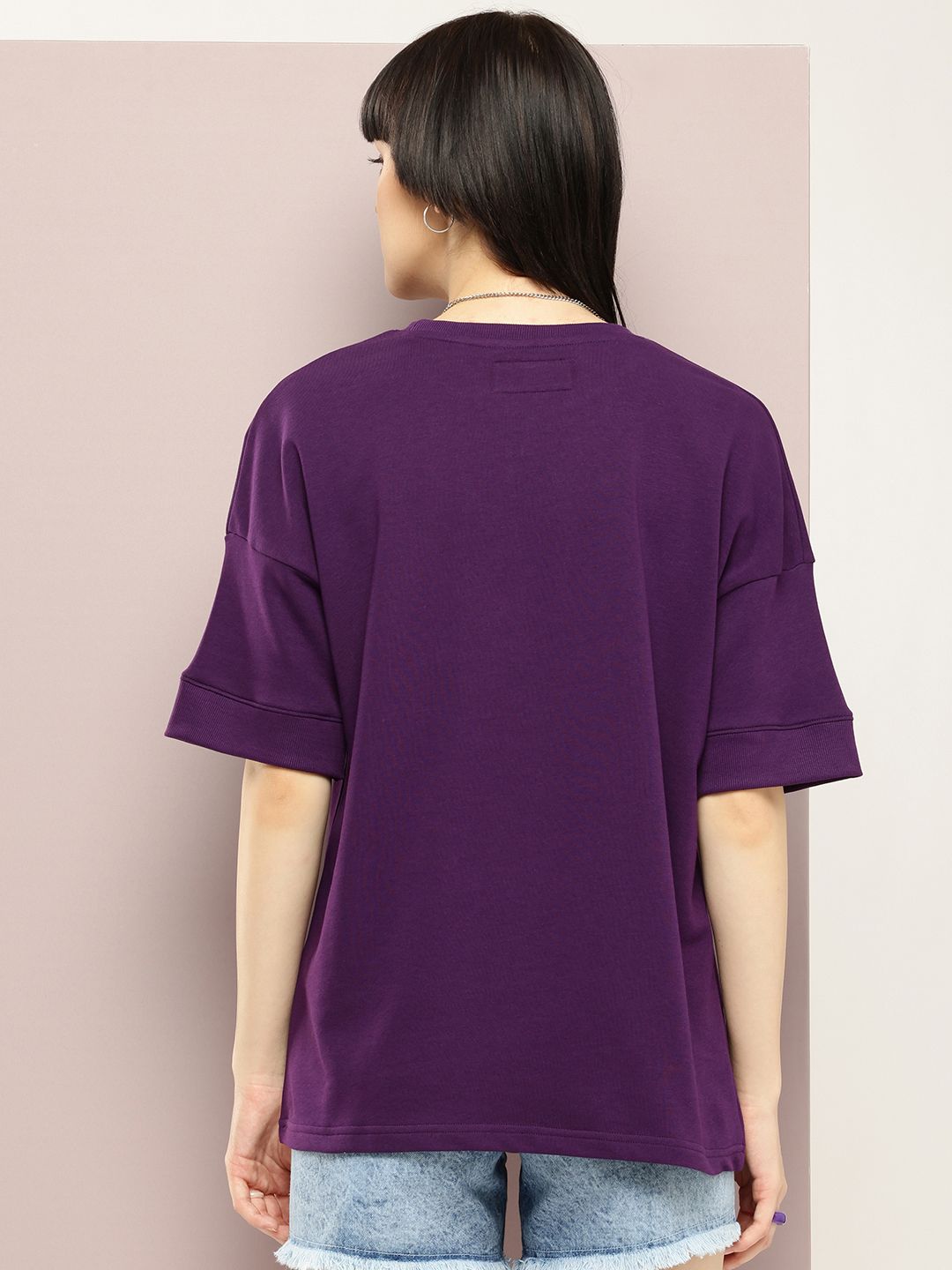 DILLINGER Women Oversized Drop Shoulder Ultra Soft Drapey Cotton Crew Neck T-Shirt