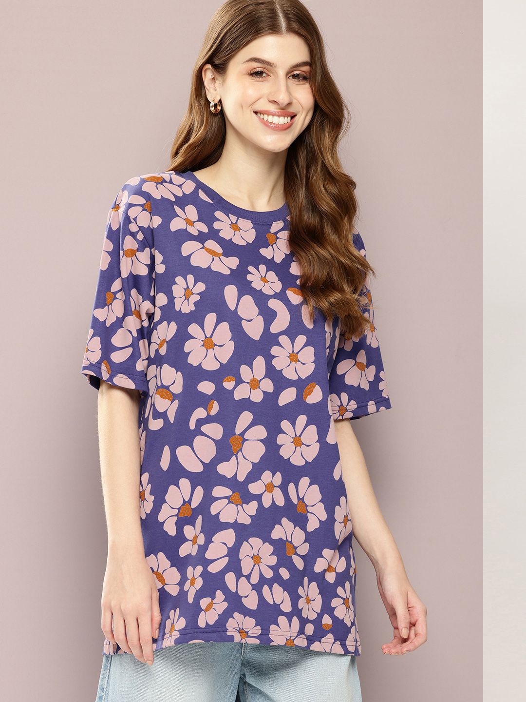DILLINGER Women Floral Printed Oversized T-shirt