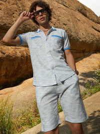 Campus Sutra Printed Polo Collar Shirt With Shorts