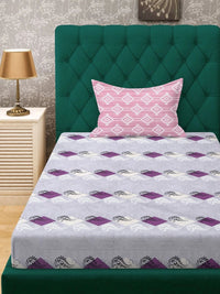 Moda Rapido X KLOTTHE Ungu & Merah Jambu Geometrik 400 TC Cadar Bujang dengan 1 Sarung Bantal