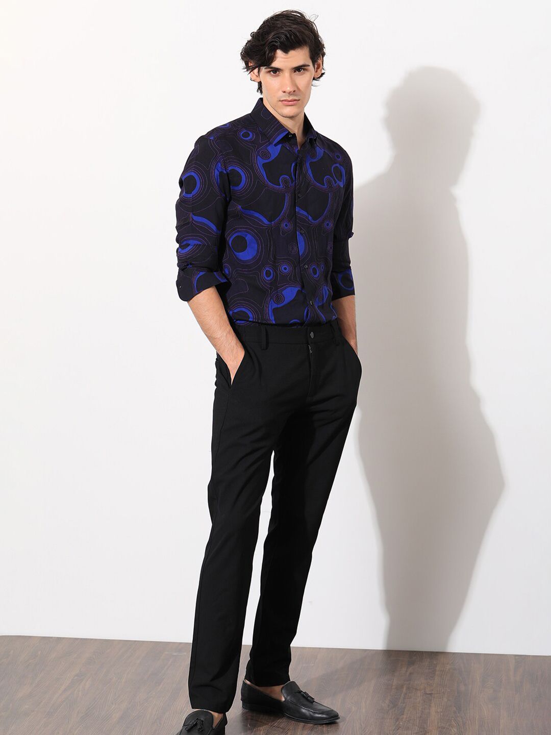 RARE RABBIT Men Inlet Printed Slim Fit Cotton Shirt