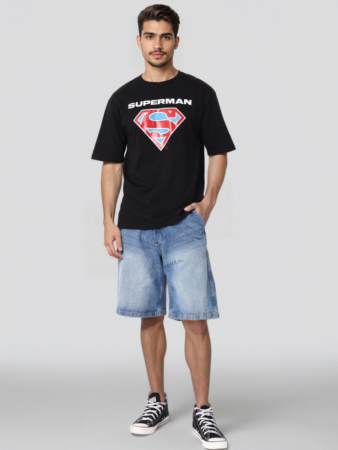 The Indian Garage Co Men Superman Graphic Printed Pure Cotton Relaxed Fit T-shirt