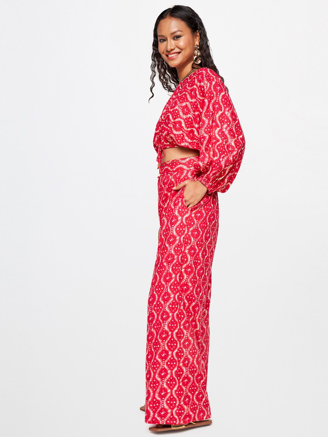 Global Desi Printed Crop Top & Trouser
