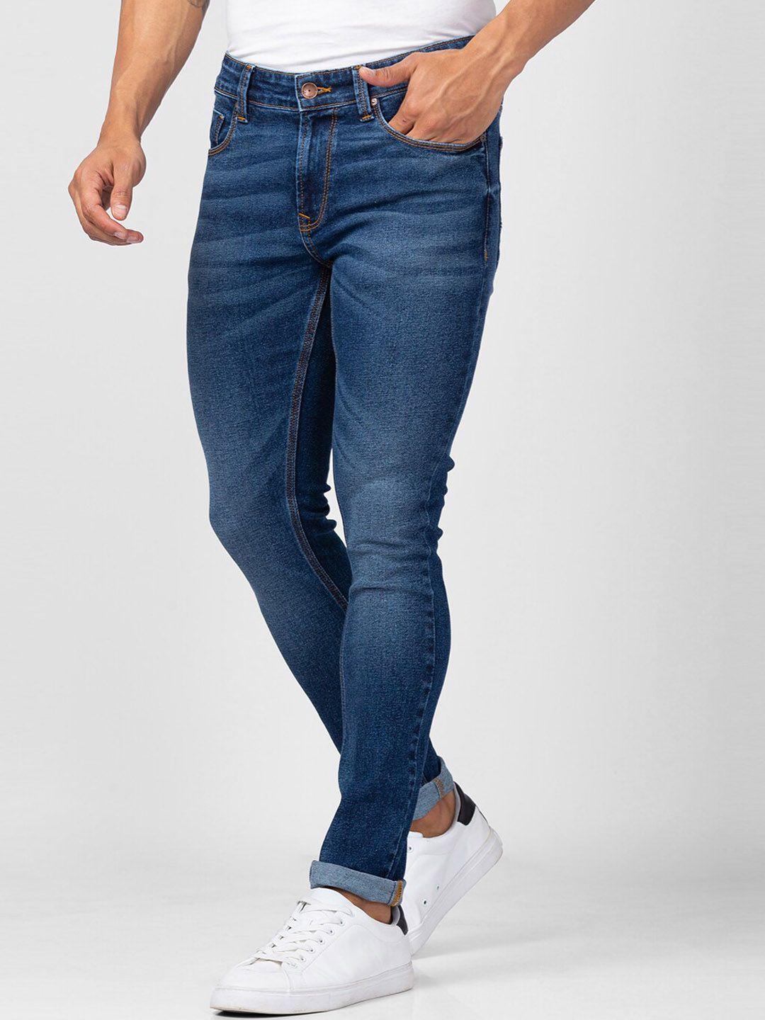 SPYKAR Men Super Skinny Fit Low-Rise Light Fade Cotton Jeans
