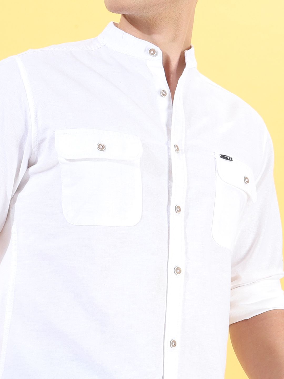 The Indian Garage Co Men White Casual Shirt with Pocket Detailing