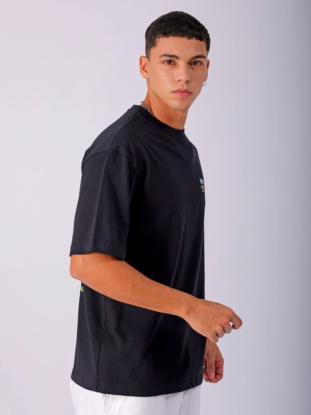 The Indian Garage Co Men Back Printed Boxy Oversized Round Neck T-shirt