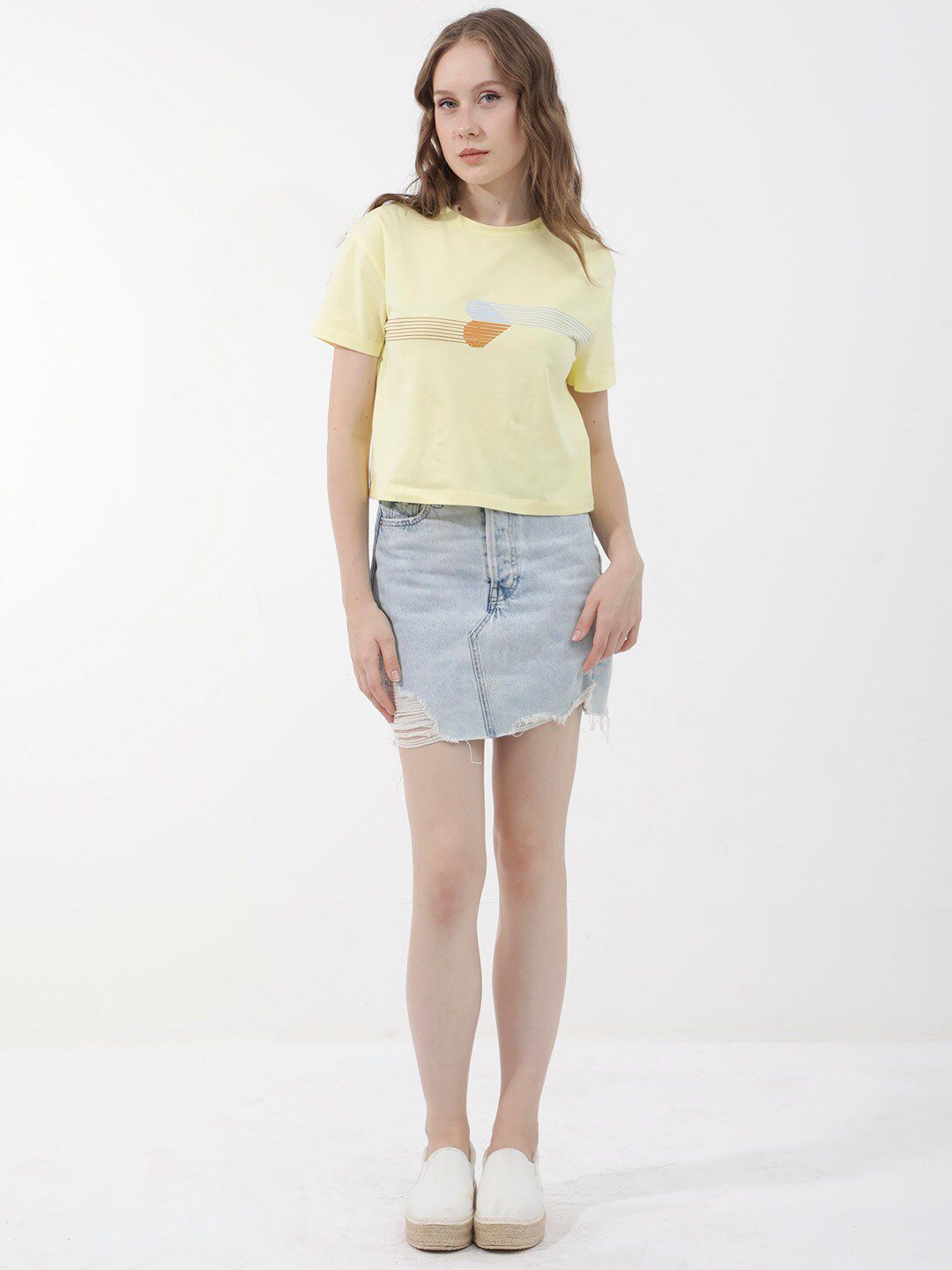 RAREISM Women Drop-Shoulder Sleeves Raw Edge T-shirt