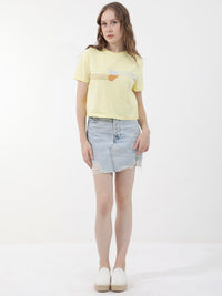 RAREISM Women Drop-Shoulder Sleeves Raw Edge T-shirt