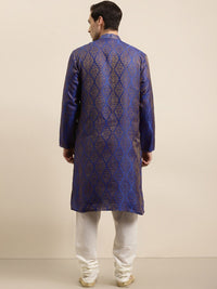 SOJANYA Ethnic Motifs Woven Design Jacquard Silk Regular Kurta With Churidar