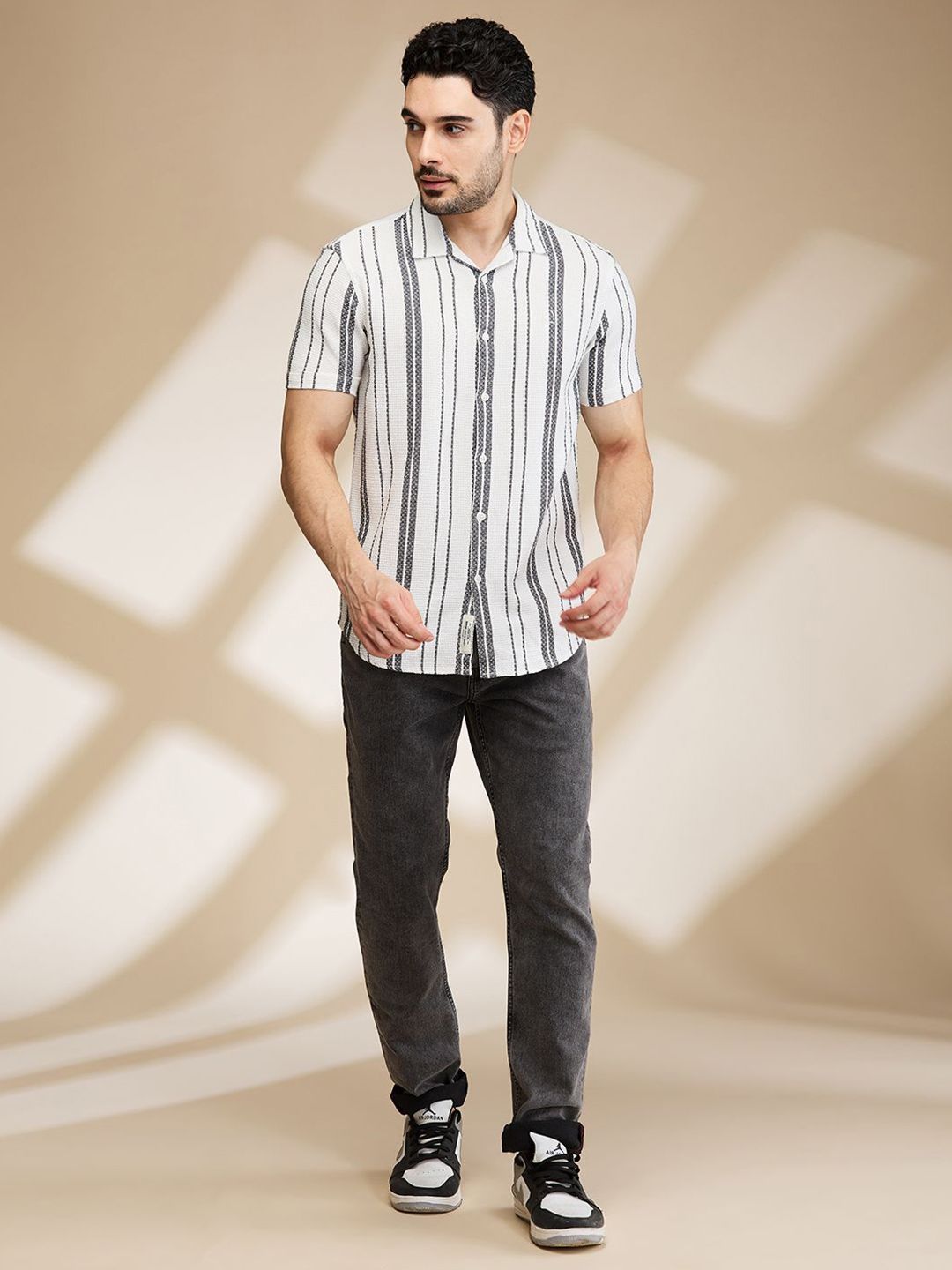 Being Human Men Slim Fit Opaque Striped Casual Shirt