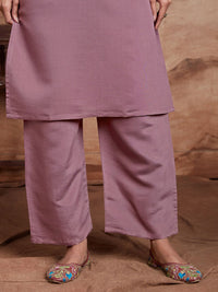 KALINI Ethnic Motifs Embroidered Chanderi Silk Straight Kurta With Palazzos & Dupatta