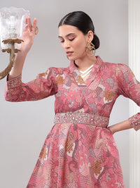 Bani Women Abstract Printed Shawl Neck Tunic With Straight Trousers