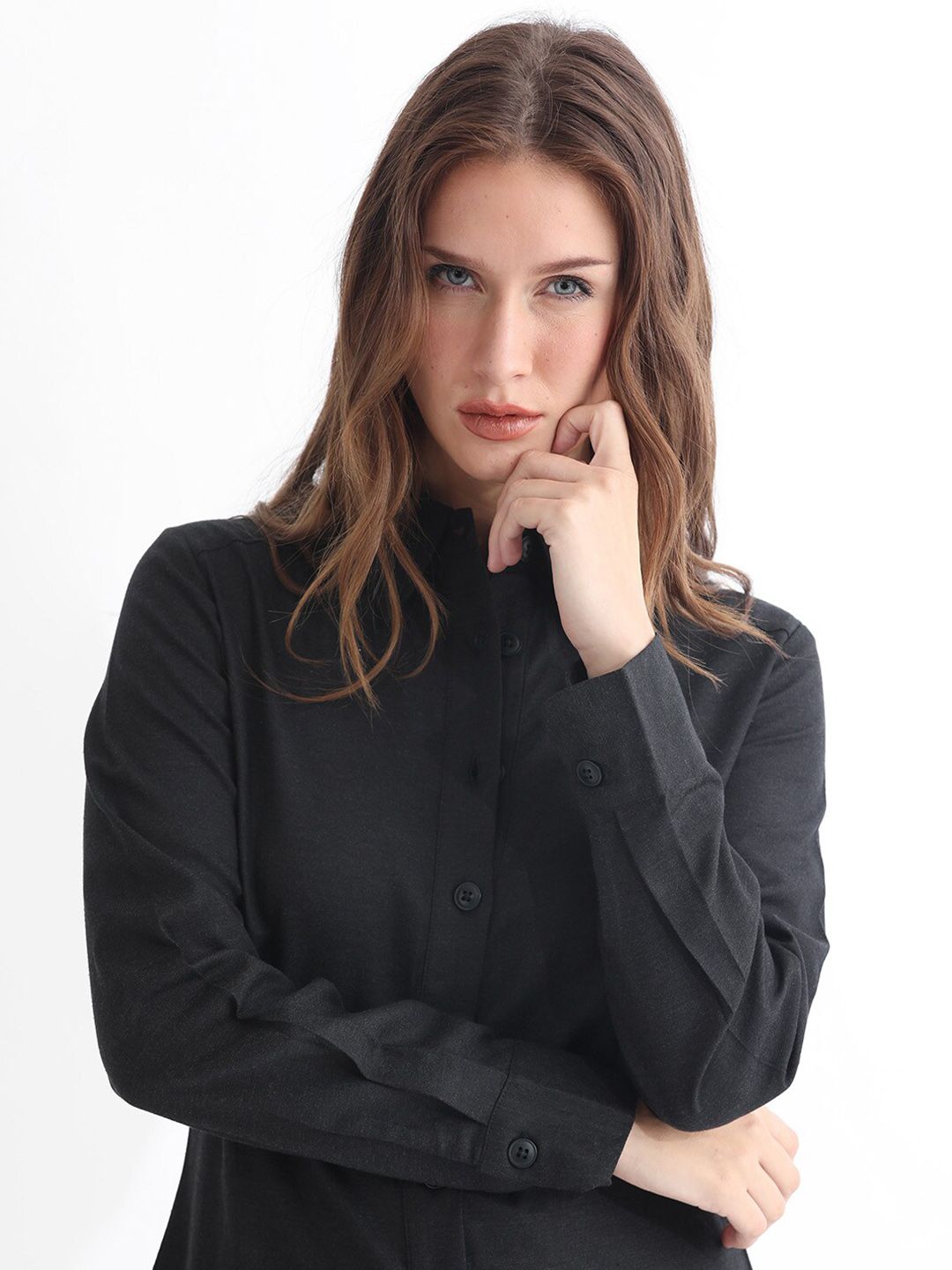 RAREISM Shirt Collar Shirt Mini Dress