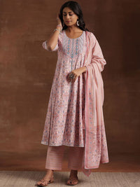 Libas Floral Printed Panelled Gotta Patti Pure Cotton Kurta with Palazzos & Dupatta