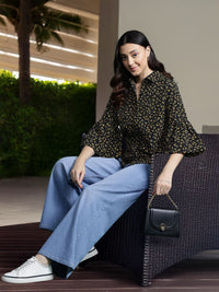 DressBerry Opaque Printed Bell Sleeves Casual Shirt