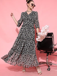 STREET 9 Women Black Floral Dress