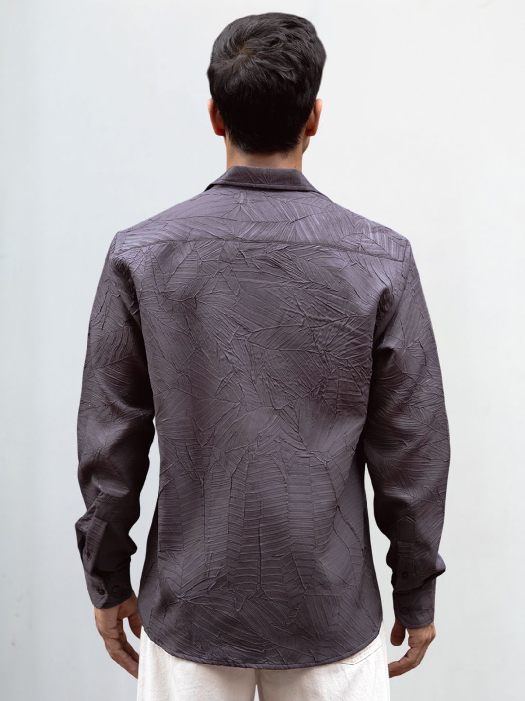 Powerlook Men Spread Collar Solid Cotton Casual Shirt