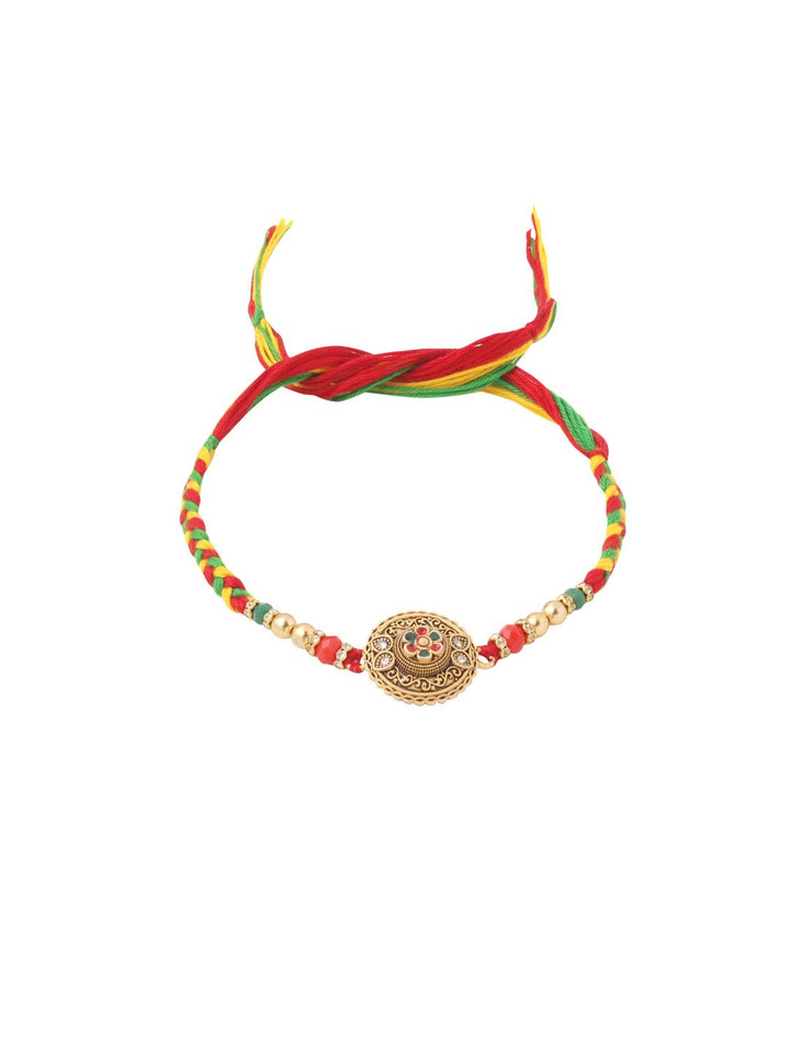 Set Uniseks NVR 2 Rakhi Bunga Batu Tiruan Berbilang Warna Dengan Roli Chawal