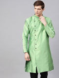 SOJANYA Men Green Woven Design Straight Kurta