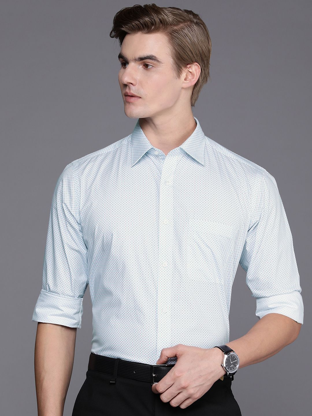 Raymond Pure Cotton Slim Fit Printed Formal Shirt
