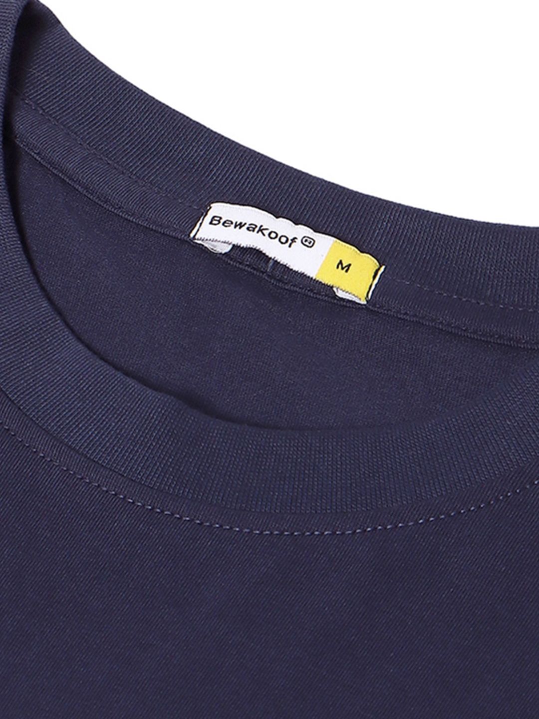 Bewakoof Men Navy Blue Printed Pure Cotton Oversized T-shirt