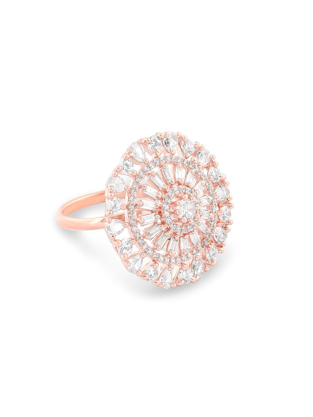 Cincin Jari Boleh Laras Zaveri Pearls Rose Saduran Emas CZ