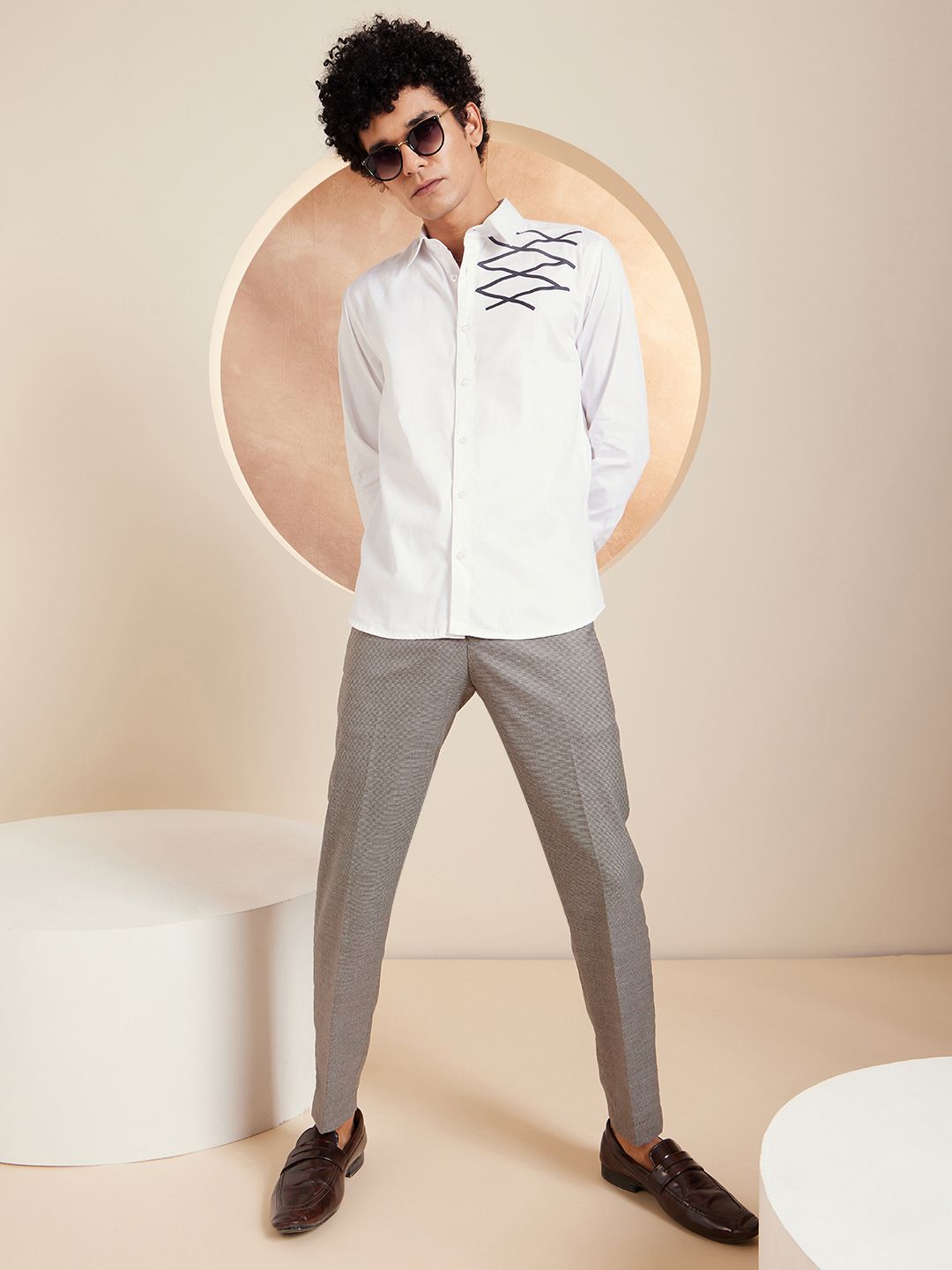 DENNISON Smart Geometric Printed Cotton Casual Shirt