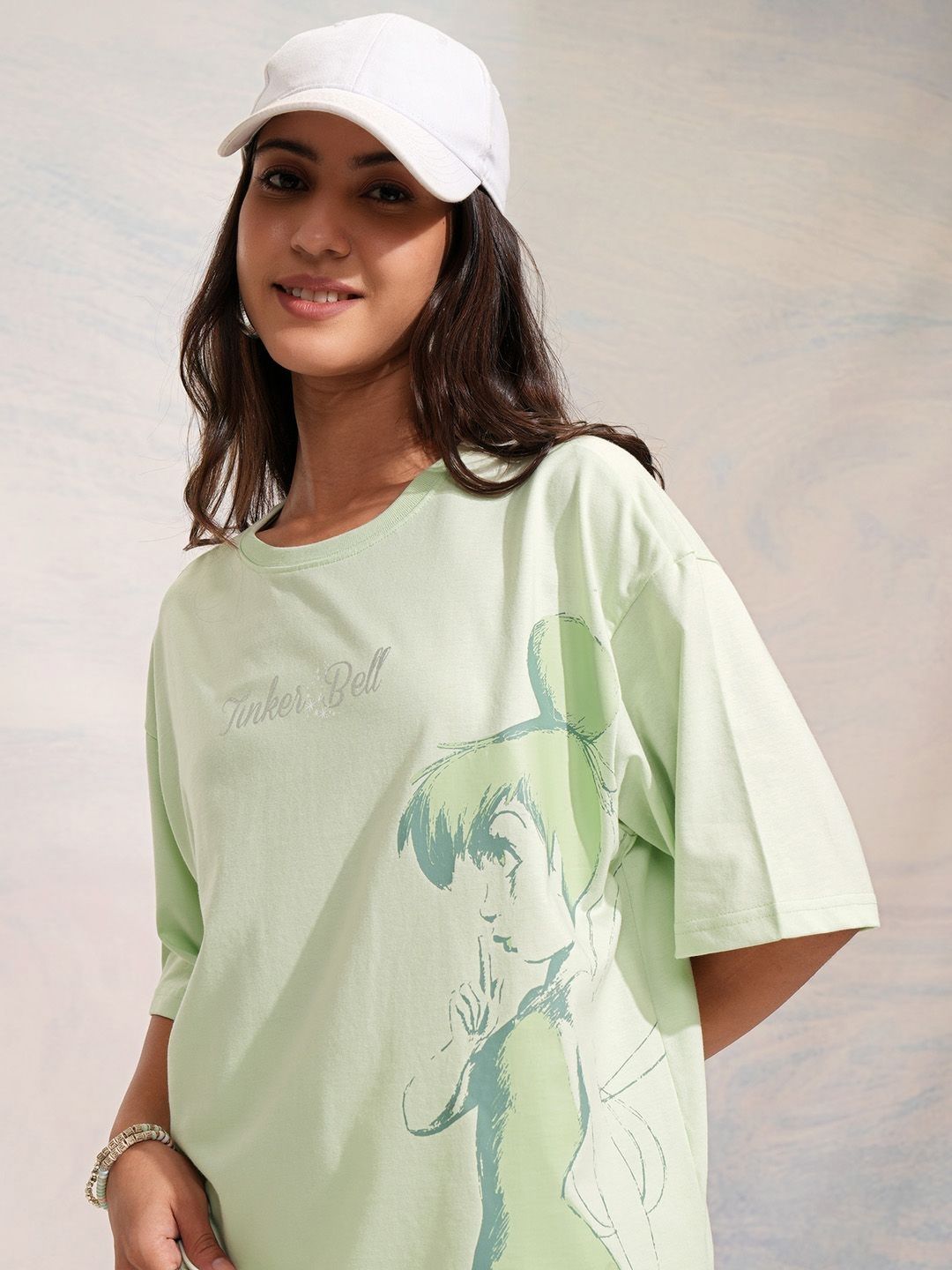 Tokyo Talkies Tinkerbell Women Graphic Printed Overized Tshirt