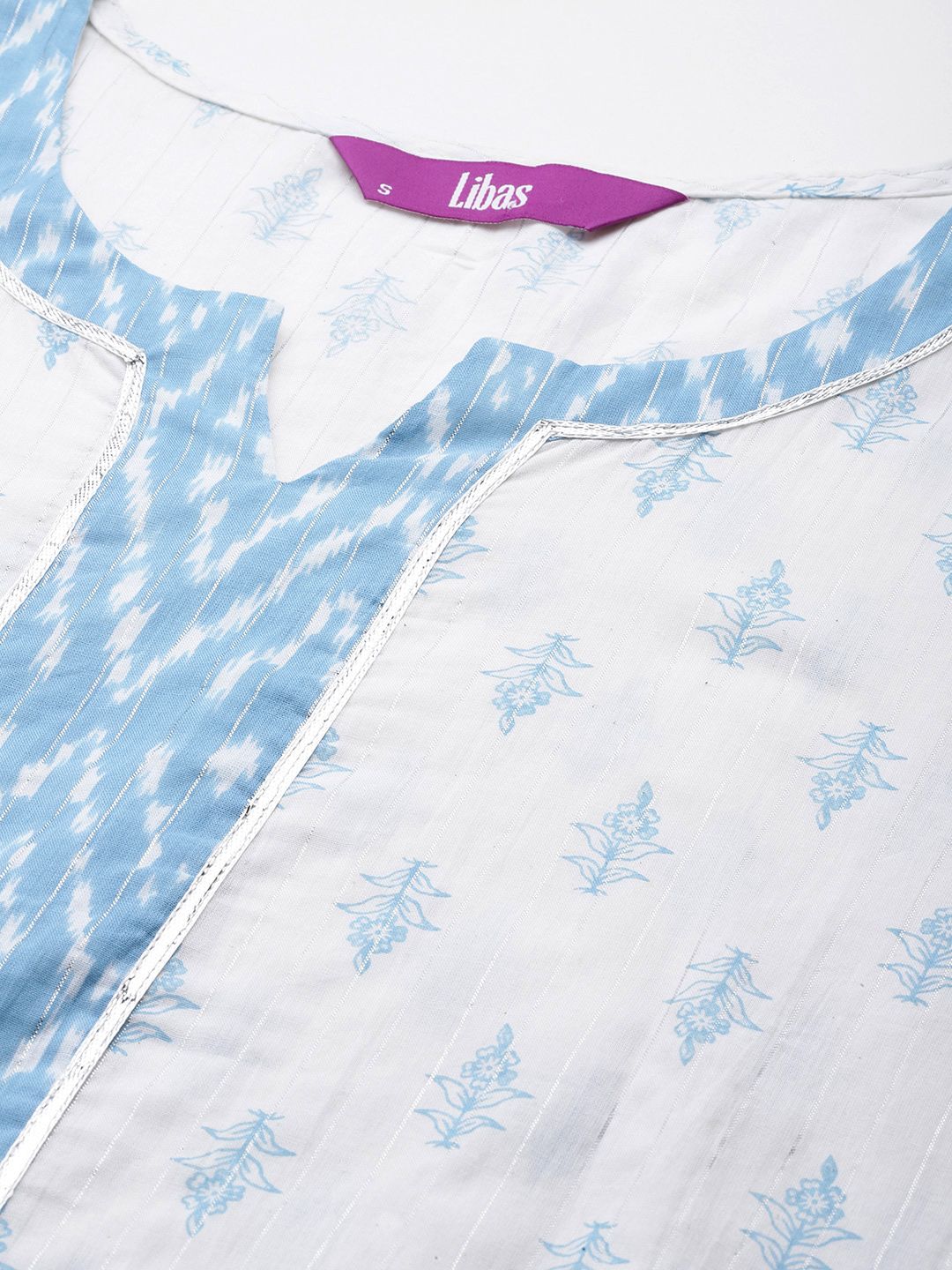 Libas Floral Printed Regular Gotta Patti Pure Cotton Kurta with Salwar & Dupatta