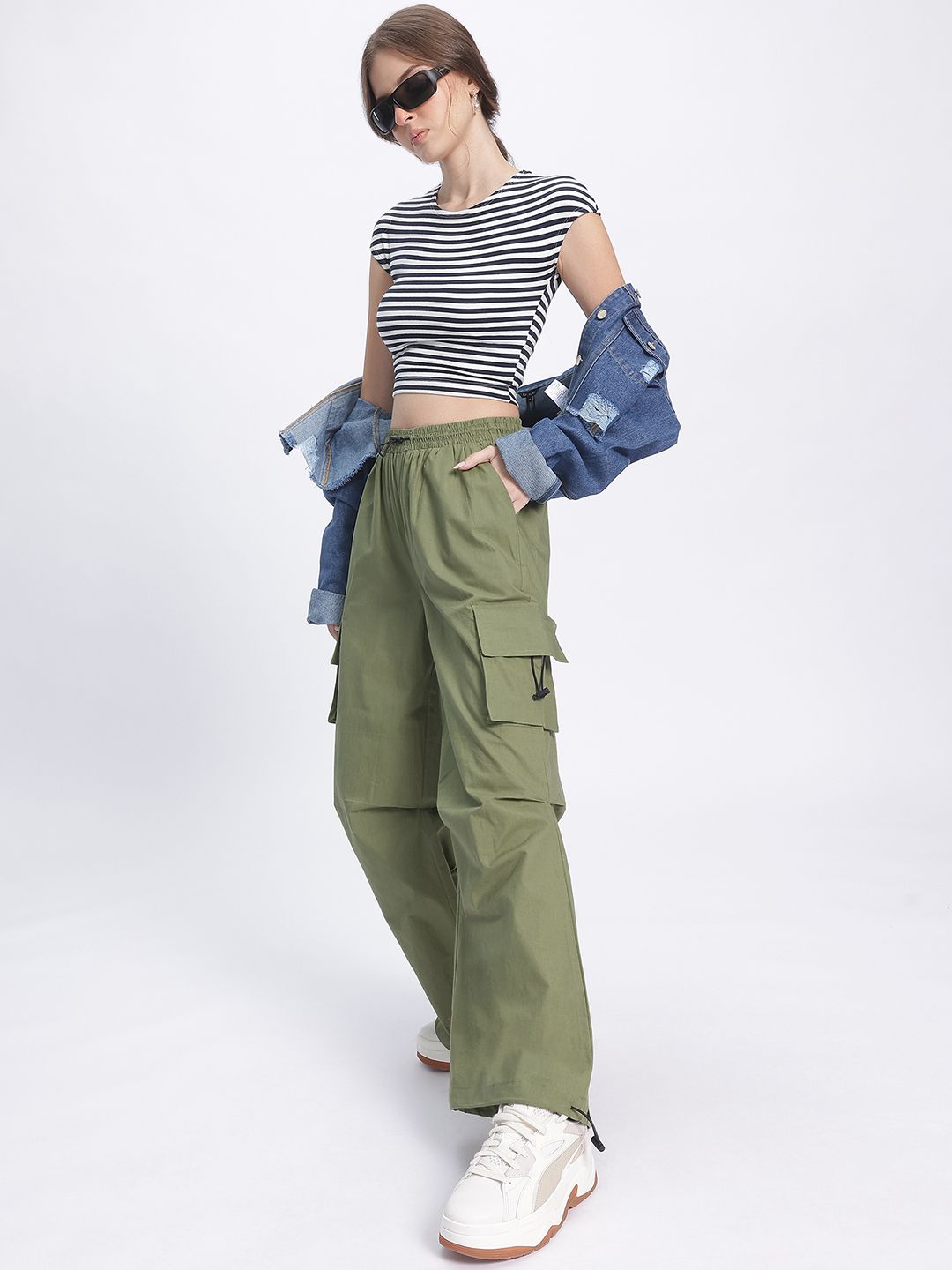 DressBerry Women Utility Chic Cargo Style Parachute Trousers