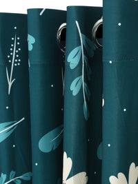 Cortina  Teal Green Set Of 2 Digital Printed Window Curtains