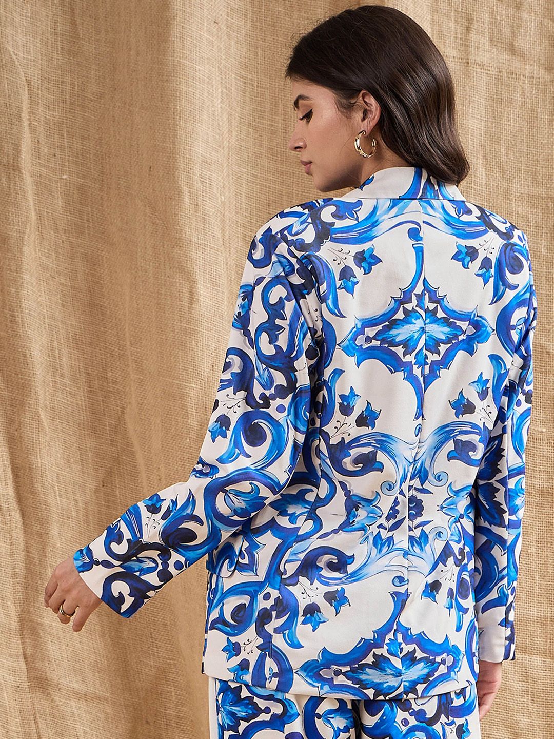 SASSAFRAS Floral Printed Open Front Blazers
