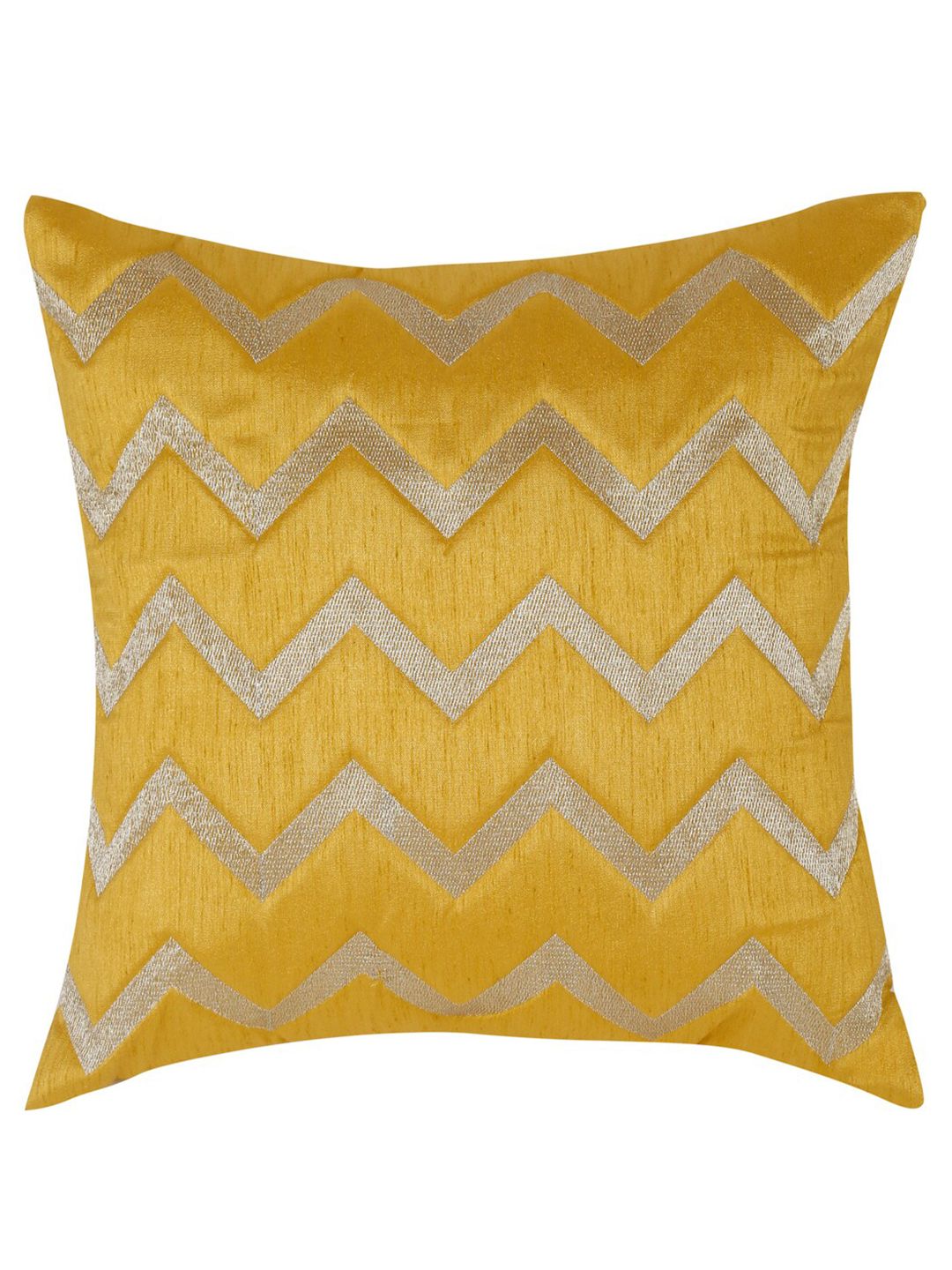 HOSTA HOMES Yellow & Gold-Toned Set of 5 Geometric Square Cushion Covers
