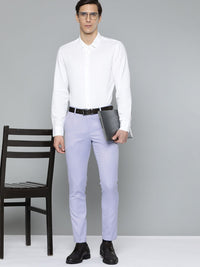 DENNISON Men Blue Solid Smart Auto Fit Waist Formal Trousers