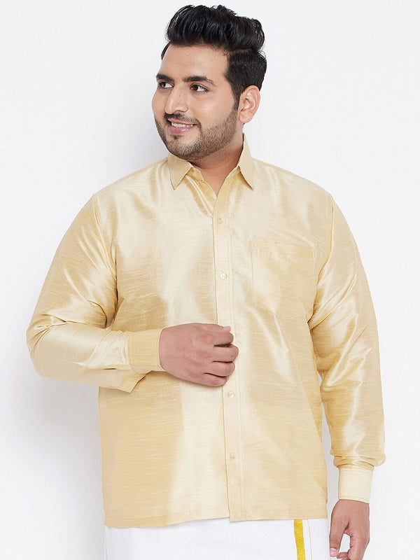 VASTRAMAY Men Plus Size Gold-Toned Premium Casual Shirt